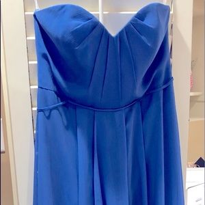 Periwinkle blue stapless waterfall dress.